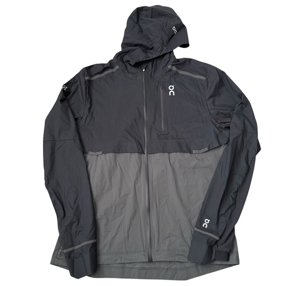 On Cloud Weather Jacket Lightweight Hooded, Black/Grey, Mens Size Medium - Picture 6 of 11